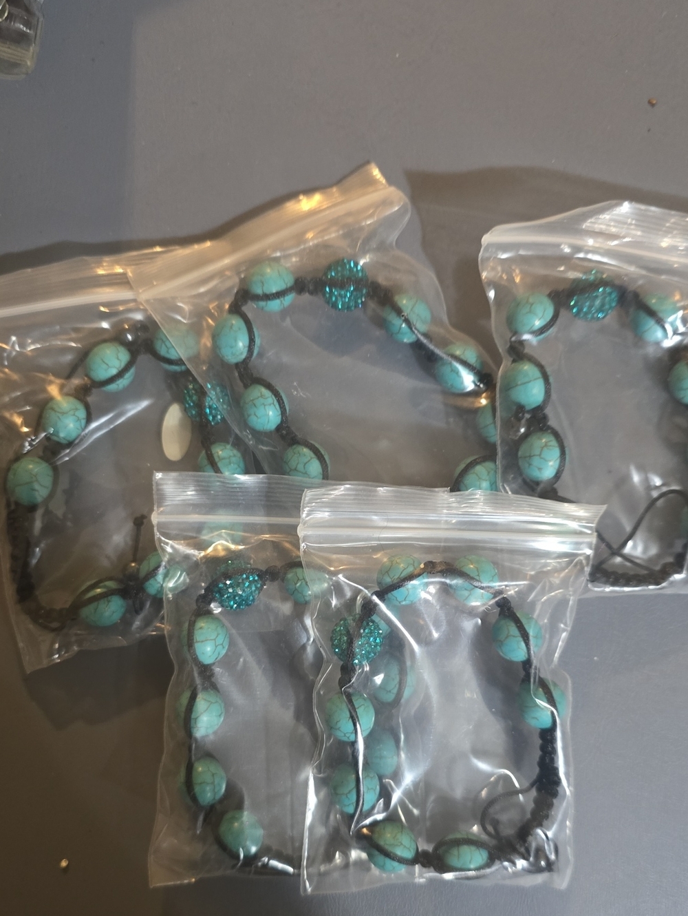 Turquoise Beaded Adjustable Bracelet - Women Jewelry Set of 5